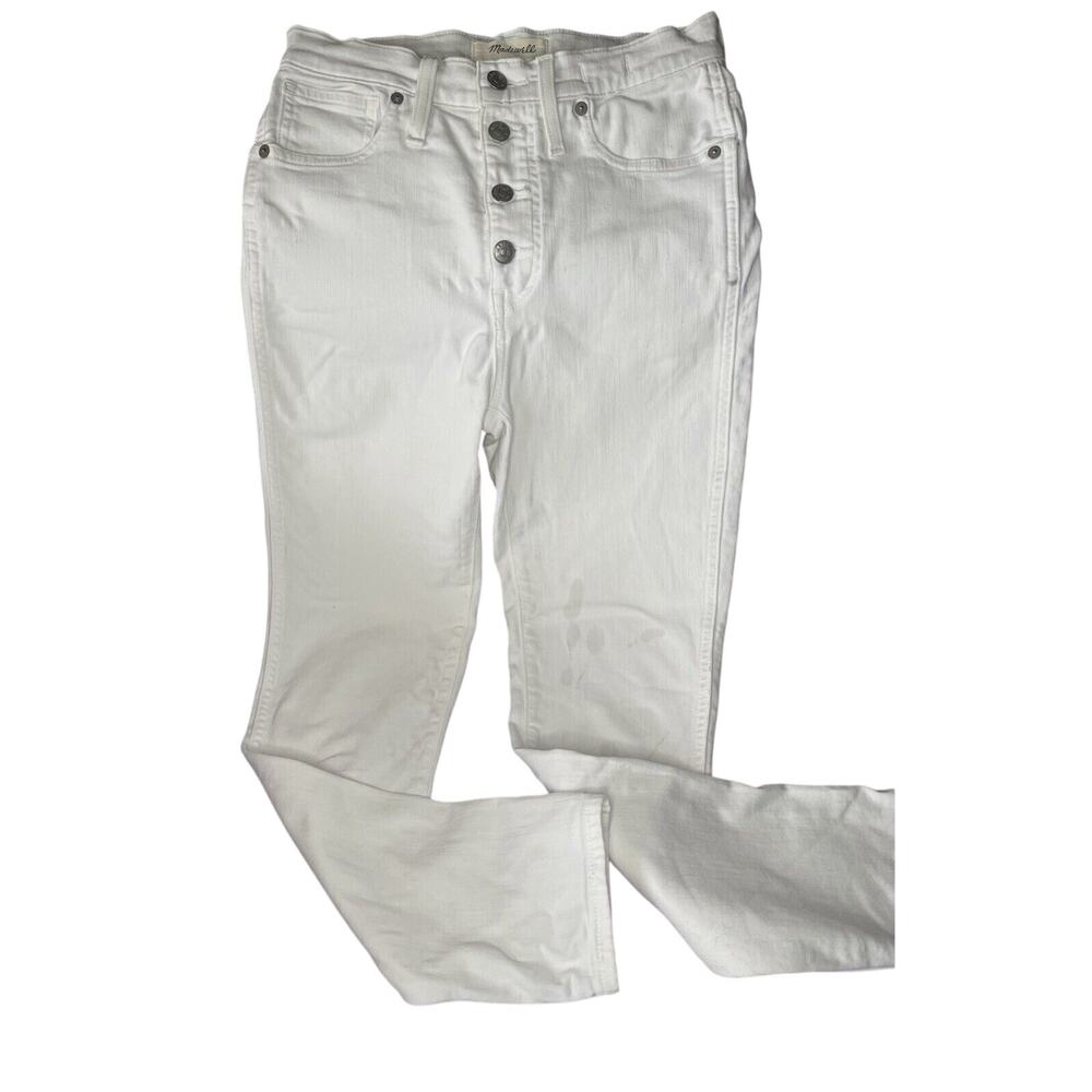 Madewell Jeans Women's 27 10" High Rise Skinny Crop White Button Fly Mom Denim